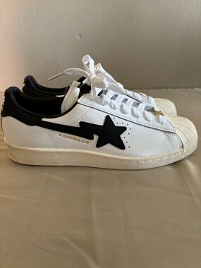 A Bathing Ape X Adidas Super Star Sneakers Men’s Size 9.5